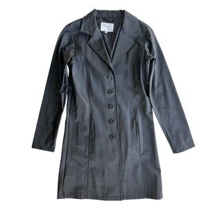 Nikki D Women’s S Black Smooth Water Resistant Material Button Front Trench Coat